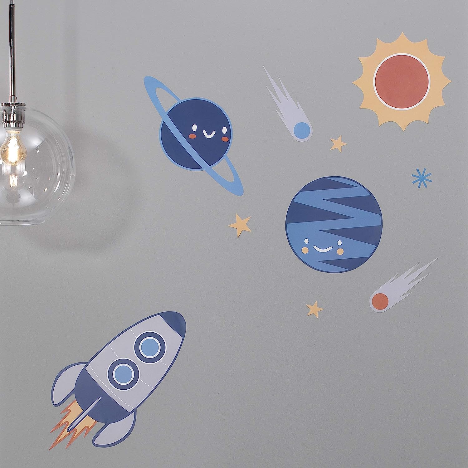 Lambs & Ivy Milky Way Space Galaxy 4-Piece Baby Nursery Crib Bedding Set - Blue/Gray - Image 8
